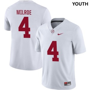 #4 White College Football Youth Jalen Milroe Alabama Jersey 650304-555