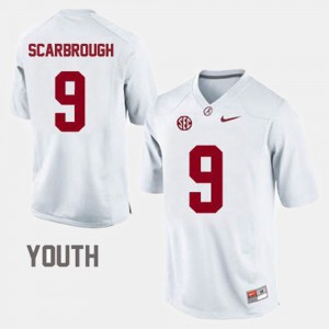 White #9 College Football Bo Scarbrough Alabama Jersey Youth(Kids) 326131-674