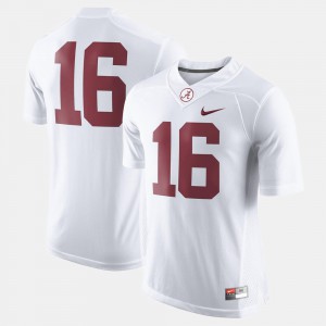 White Alabama Jersey College Football #16 For Men's 474552-548