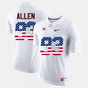 For Men US Flag Fashion Jonathan Allen Alabama Jersey #93 White 119592-230