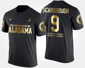 Bo Scarbrough Alabama T-Shirt Short Sleeve With Message Black #9 For Men Gold Limited 438559-851