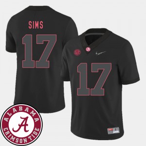 2018 SEC Patch Cam Sims Alabama Jersey For Men #17 College Football Black 365273-137