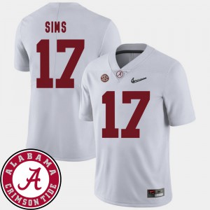 #17 College Football Cam Sims Alabama Jersey Men White 2018 SEC Patch 949694-753