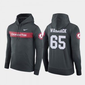 Chance Warmack Alabama Hoodie #65 For Men Anthracite Sideline Seismic Football Performance 260044-748