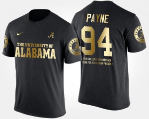 Mens Black Short Sleeve With Message Da'Ron Payne Alabama T-Shirt #94 Gold Limited 455816-568