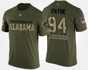 Camo Da'Ron Payne Alabama T-Shirt Military #94 Men's Short Sleeve With Message 434445-485