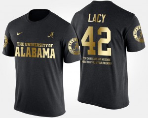 #42 Eddie Lacy Alabama T-Shirt Short Sleeve With Message Black Mens Gold Limited 930519-365