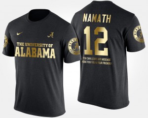 Men's Gold Limited Short Sleeve With Message #12 Joe Namath Alabama T-Shirt Black 753816-582