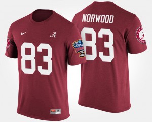Crimson #83 Bowl Game Kevin Norwood Alabama T-Shirt For Men's Sugar Bowl 660562-983