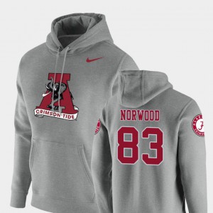 Kevin Norwood Alabama Hoodie Vault Logo Club For Men's Pullover #83 Heathered Gray 293691-757