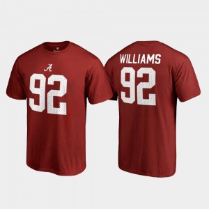 Quinnen Williams Alabama T-Shirt For Men #92 Name & Number College Legends Crimson 355983-921