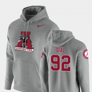 Vault Logo Club Heathered Gray For Men's #92 Quinton Dial Alabama Hoodie Pullover 185774-650