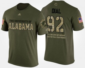 Military Camo Short Sleeve With Message Mens #92 Quinton Dial Alabama T-Shirt 185882-980
