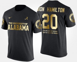 Shaun Dion Hamilton Alabama T-Shirt #20 Black For Men's Short Sleeve With Message Gold Limited 147715-821
