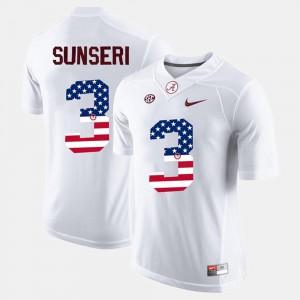 #3 US Flag Fashion White For Men's Vinnie Sunseri Alabama Jersey 219530-462