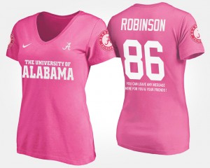 #86 For Women A'Shawn Robinson Alabama T-Shirt Pink With Message 649873-408
