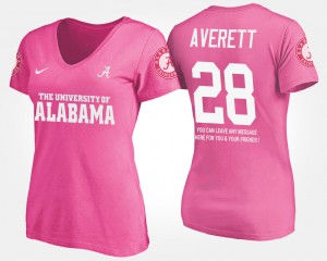 With Message Pink Anthony Averett Alabama T-Shirt For Women #28 816303-955