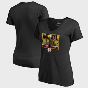 College Football Playoff 2017 National Champions V-Neck Pass Alabama T-Shirt Black Women's Bowl Game 507850-776