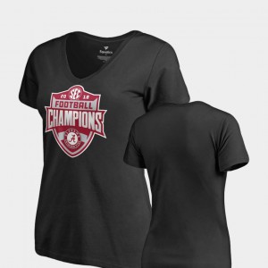 2018 SEC Football Champions V-Neck Black For Women Alabama T-Shirt 574005-655