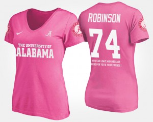 #74 Pink Women Cam Robinson Alabama T-Shirt With Message 559007-778
