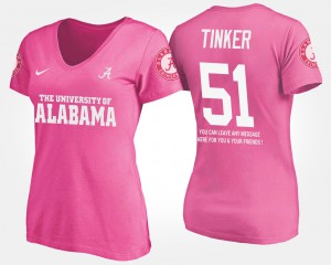 With Message Carson Tinker Alabama T-Shirt #51 For Women Pink 435304-704