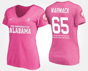 Pink #65 Chance Warmack Alabama T-Shirt With Message Ladies 214042-121