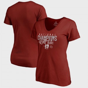 Crimson Bowl Game Alabama T-Shirt College Football Playoff 2017 National Champions V-Neck Lateral Ladies 467293-625