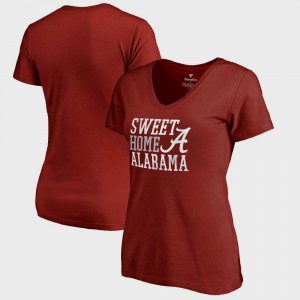 Bowl Game For Women Crimson Alabama T-Shirt Hometown Collection Sweet Home Alabama V-Neck 519416-491