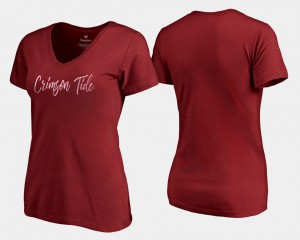 For Women Crimson V-Neck Alabama T-Shirt Graceful 487372-176