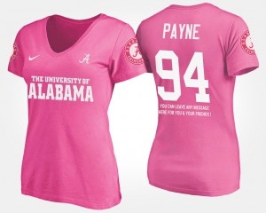 Da'Ron Payne Alabama T-Shirt With Message #94 Ladies Pink 415354-503