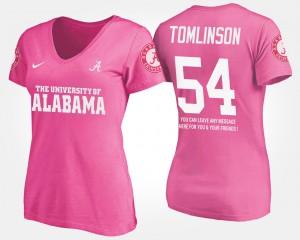 With Message Pink For Women's #54 Dalvin Tomlinson Alabama T-Shirt 529799-293