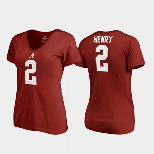 V-Neck #2 Crimson College Legends Derrick Henry Alabama T-Shirt Womens 719538-166
