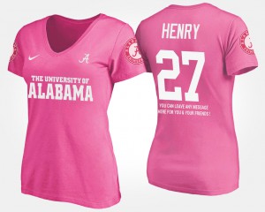 With Message Derrick Henry Alabama T-Shirt Ladies #27 Pink 303982-143