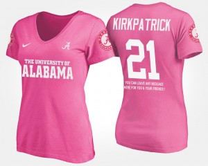 Pink For Women's #21 Dre Kirkpatrick Alabama T-Shirt With Message 955989-814