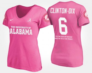 Pink With Message For Women's #6 Ha Ha Clinton-Dix Alabama T-Shirt 763316-442