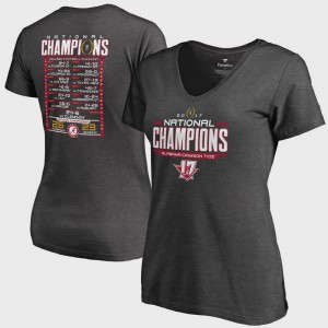 Heather Gray Alabama T-Shirt Bowl Game College Football Playoff 2017 National Champions Schedule V-Neck Women 131139-381