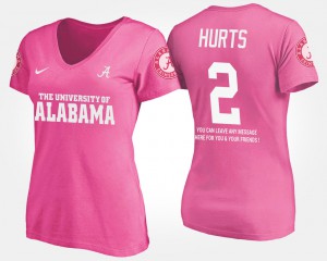 For Women's Pink With Message Jalen Hurts Alabama T-Shirt #2 491429-596
