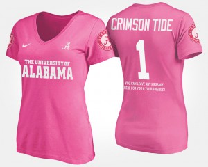 Alabama T-Shirt Womens #1 No.1 Short Sleeve With Message Pink 536013-368