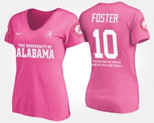 Pink With Message Reuben Foster Alabama T-Shirt #10 Women's 468066-124