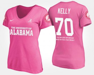 Pink #70 Ryan Kelly Alabama T-Shirt With Message Ladies 555145-451