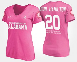 #20 Pink Shaun Dion Hamilton Alabama T-Shirt With Message Women 561715-678
