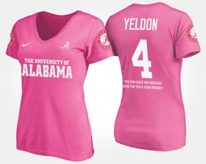 #4 Pink For Women T.J. Yeldon Alabama T-Shirt With Message 500726-381