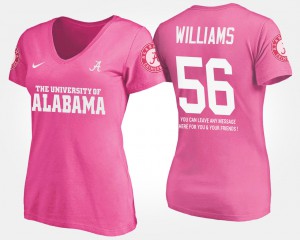 Tim Williams Alabama T-Shirt Pink With Message #56 Ladies 662090-949