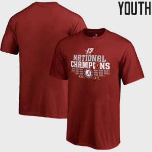 Bowl Game Youth(Kids) Alabama T-Shirt Crimson College Football Playoff 2017 National Champions Multi Kick 407003-530